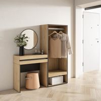 consola entrada efecto madera roble 130x35x145cm