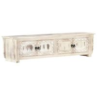mueble de tv de madera maciza de mango blanco 140x30x35 cm vidaxl