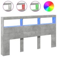 cabecero de cama  panel de cabecera  decoracion de pared con luz led gris hormigon 180x17x102 cm
