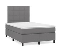 cama box spring con colchon tela gris oscuro 120x200 cm bloques con cuadros
