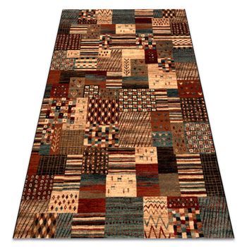 Alfombra De Lana Kashqai 4353 990 Patchwork Terracota / Beige 80x160 Cm