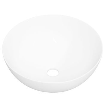 Lavabo De Baño Moderno | Lavabo Redondo De Cerámica Blanco 36x15 Cm