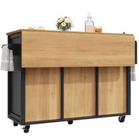 isla de cocina negra con ruedas giratorias mesa plegable y 4 cajones 1379 cm