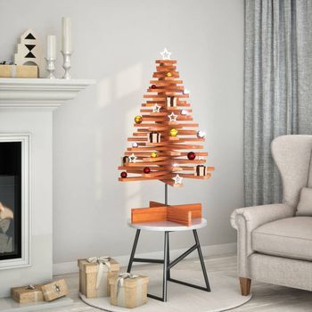 Árbol Navidad | Decoraciones De Navidad De Adorno Madera Maciza Pino Marrón Cera 100 Cm Cfw521446