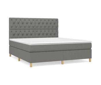 Cama box spring con colchón tela gris oscuro 160x200 cm diseño de botones