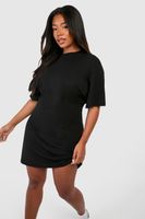 vestido camiseta plus estructurado evase negro