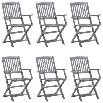 6 Uds Sillas De Jardín | Silla De Exterior | Sillon Jardín Plegables Cojines Madera Maciza Acacia