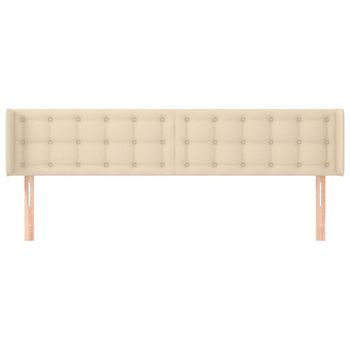 Cabecero Cama Mueble De Dormitorio De Tela 163 X 16 X 78/88 Cm Crema M02_0007361