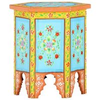 mesa auxiliar de mango pintado a mano multicolor 70x35x60 cm vidaxl