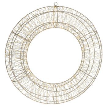 Wellhome Anillo Metálico Luminoso Con 1800 Micro Leds Blancos Cálidos – 58x13x58 Cm