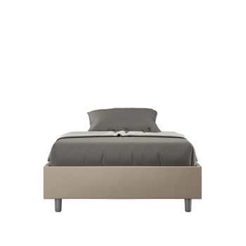 Cama Doble Sin Somier Acolchada Sin Cabecero 140x190 Cuero Sintético Gris Paloma Azelia
