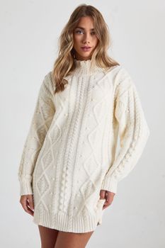 Vestido Mini De Punto En Ochos, Blanco