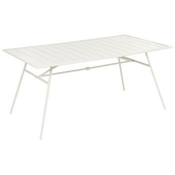 Mesa De Jardín 160 X 90 Cm De Hierro Galvanizado Con Recubrimiento En Polvo Mobiliario De Exterior Estilo Moderno Beige Claro Terenzo