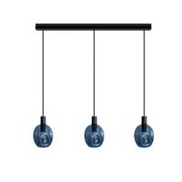 lampara de techo barra metal negro pantalla azul