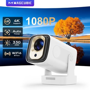 Proyector Mini Magcubic Auto Focus 4K Nativo 1080P 330ANSI Android 11 HY310 con Altavoz de 5W, Air Mouse y Asistente de Voz, Versión Mejorada del HY300