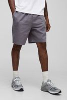tall elasticated waist baggy fit split hem shorts gris