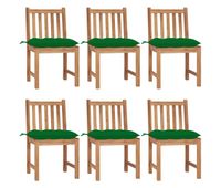 sillas de jardin 6 unidades madera maciza de teca con cojines