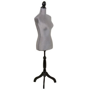 Maniquí De Madera Y Espuma Forrado De Tela Gris 24x37,5x168
