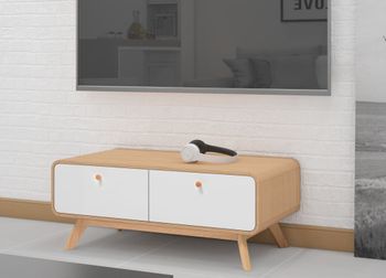 Mueble de tv con 2 cajones en efecto de roble blanco
