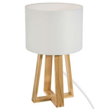 Factory Cuadros Lámpara de Mesa Blanca de Madera Estilo Moderno