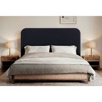 dhome cabecero negro curvo con patas tapizado en polipiel 95cm altura 125cm para pared acustico absorbente cabezal cama dormitorio negro 95cm