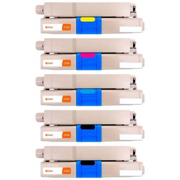 Pccom Essential Tóner Compatible con Oki C310/C510/MC351/MC361 Negro/Cian/Magenta/Amarillo Pack 5