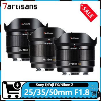 Lente de cámara 7artisans APS-C 25/35/50mm F1.8 de gran apertura para retratos con enfoque automático, compatible con Sony A6400, Fuji X-T10, Nikon Z50