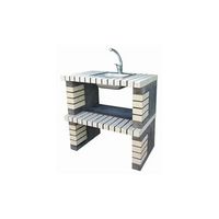 modulo fregadero larck - modulo encimera con fregadero construido con ladrillo blanco y cemento refractario  - 85x54x86cm