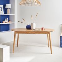 mesa de comedor extensible oval con efecto madera