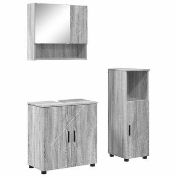 Juego De Muebles De Baño 3 Uds. Gris Sonoma 61 X 35 X 64 Cm Vidaxl