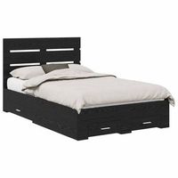 cama matrimonial  cama para adulto  estructura de cama con cajon roble negro 135 x 190 cm