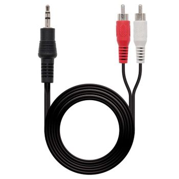 Nanocable 10.24.0303 Cable Adaptador Audio Jack 3,5mm a 2x RCA 3m Negro