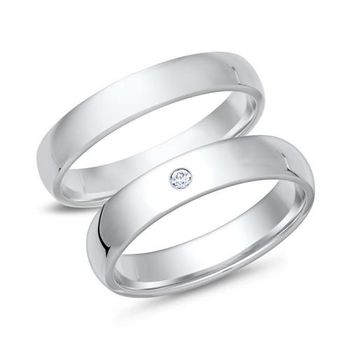 Alianzas 8 quilates oro blanco con diamante
