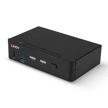 Conmutador KVM Lindy 2 Puertos DisplayPort 1.4 USB 3.0 4K 60Hz