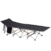 outsunny cama de acampada con 1 bolsillo lateral bolsa de transporte y marco de acero carga 150 kg 190x68x52 cm negro   aosom espana