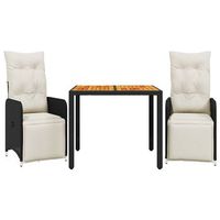 mesita y sillas jardin 3 piezas  mueble de jardin y cojines ratan sintetico negro