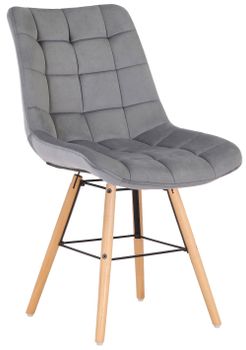Silla con patas de madera y asiento en Terciopelo Gris