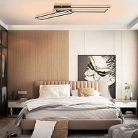 nettlife plafon led 2 negro 102cm moderno regulable con mando a distancia 36w