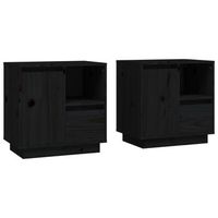 juego de 2 mesitas de noche con cajon y compartimento de almacenaje 50 x 34 x 50 cm madera de pino negro dec035603
