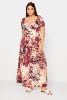 Yours Vestido Largo De Hojas De Palmera, Mujer Curvy Y Tallas Grandes, Yours