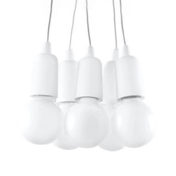 Lámpara colgante tina blanco, 5 luces