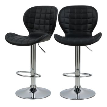 Set de 2 sillas de bar ajustables 53/74 cm en piel sintética negra