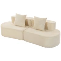 homcom sofa de 3 plazas sofa modular tipo nube sin armazon fijo superficie de asiento ancha y profunda amortiguacion con muelles tapizado de pana beige