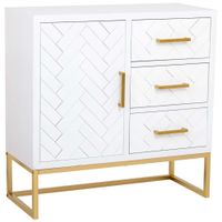 aparador 1 puerta y 3 cajones de madera y metal 80x34x80