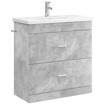 Juego De Muebles De Baño Gris Hormigón 81 X 40 X 84,5 Cm Vidaxl