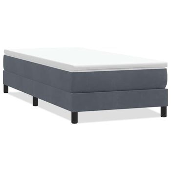 Cama Box Spring Sin Colchón Terciopelo Gris Oscuro 80x210 Cm Vidaxl