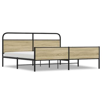 Cama Matrimonial | Cama Para Adultos | Estructura De Cama Sin Colchón Metal Roble Sonoma 183x213 Cm