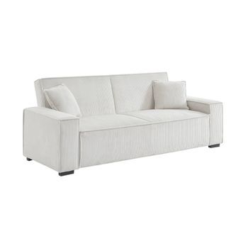 Sofá Cama De Pana, 3 Plazas, Crema