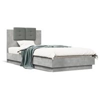 cama con cabecero madera de ingenieria gris hormigon 100x200 cm vidaxl