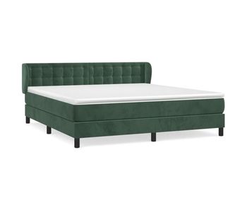 Cama box spring con colchón terciopelo verde oscuro 200x200 cm botones